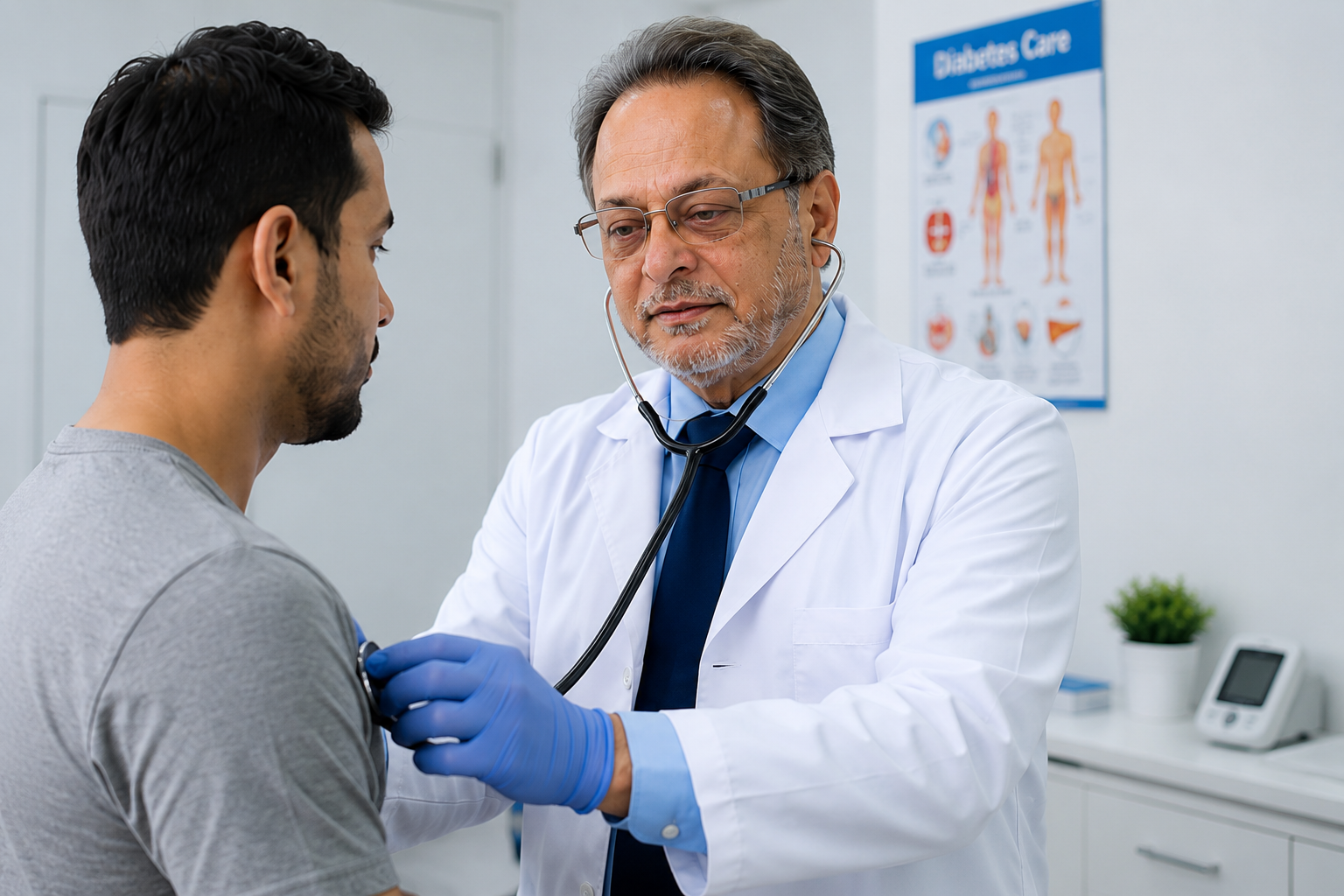 Dr. Azfar reviewing files